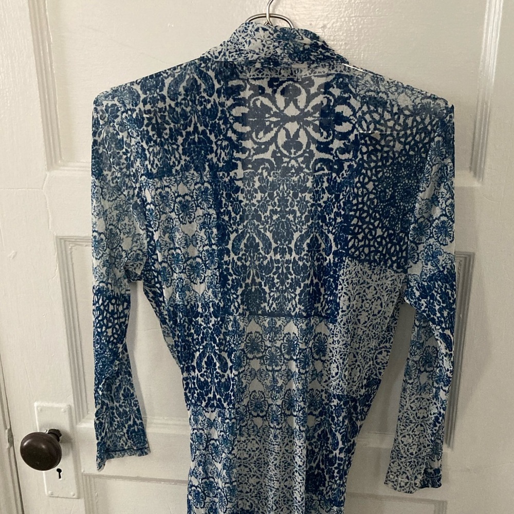 Karen Kane xl blue and white blouse